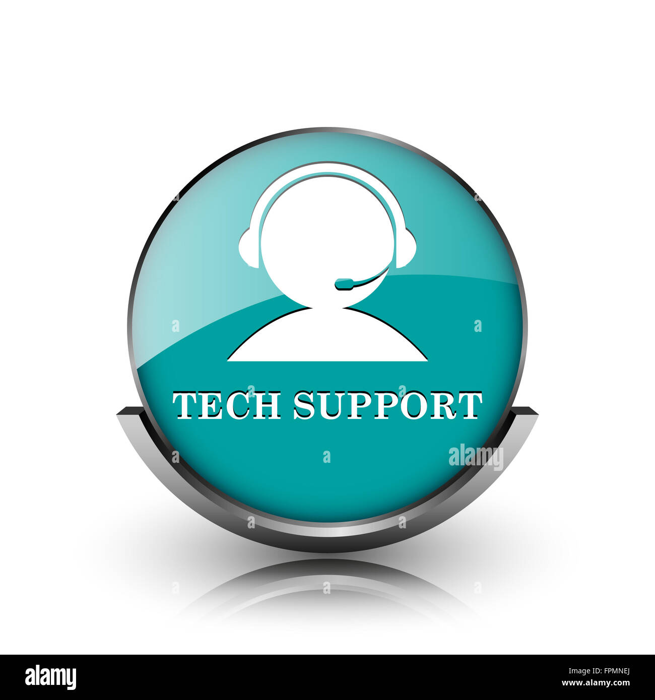 Tech support icon. Metallic internet button on white background Stock ...