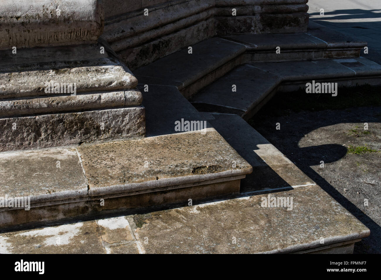 Old stairs structure close up. Shadows and patterns Stock Photo