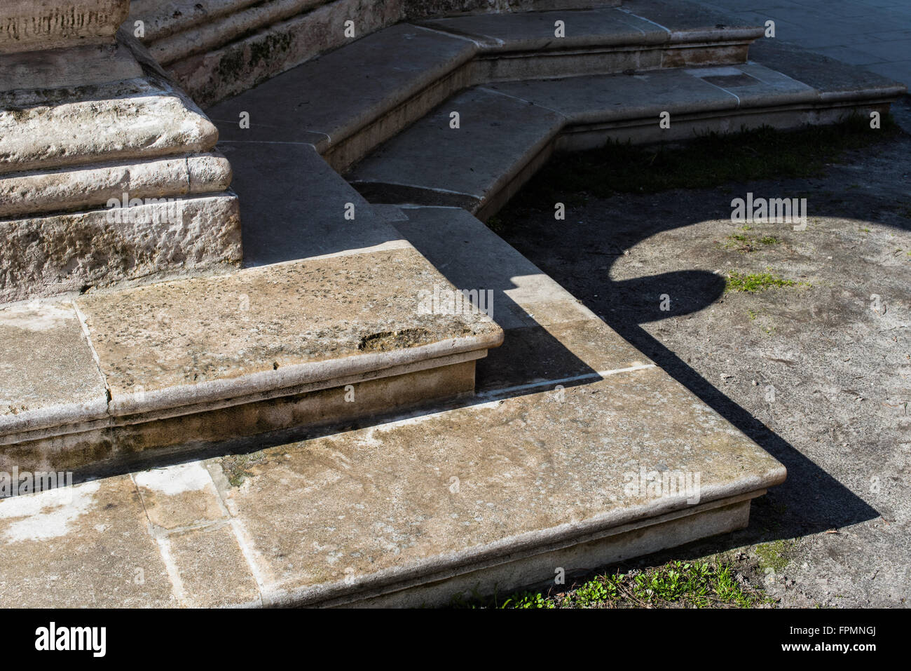 Old stairs structure close up. Shadows and patterns Stock Photo