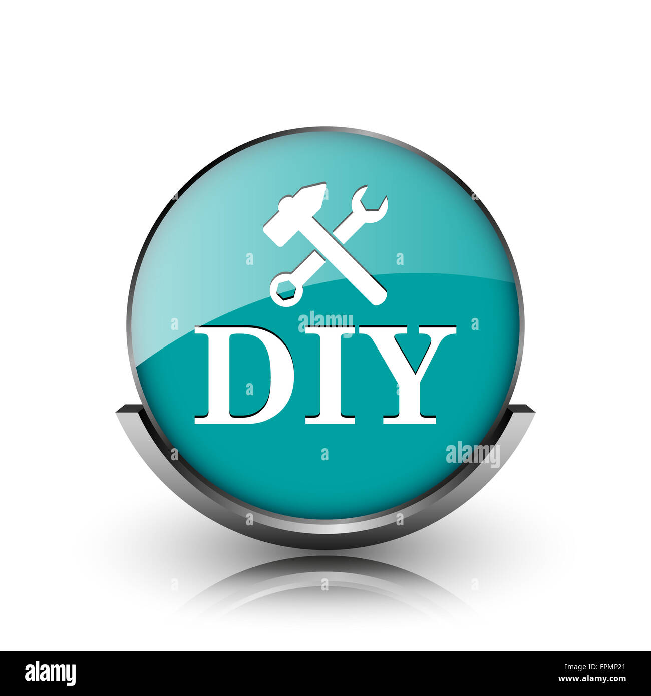 DIY icon. Metallic internet button on white background Stock Photo - Alamy