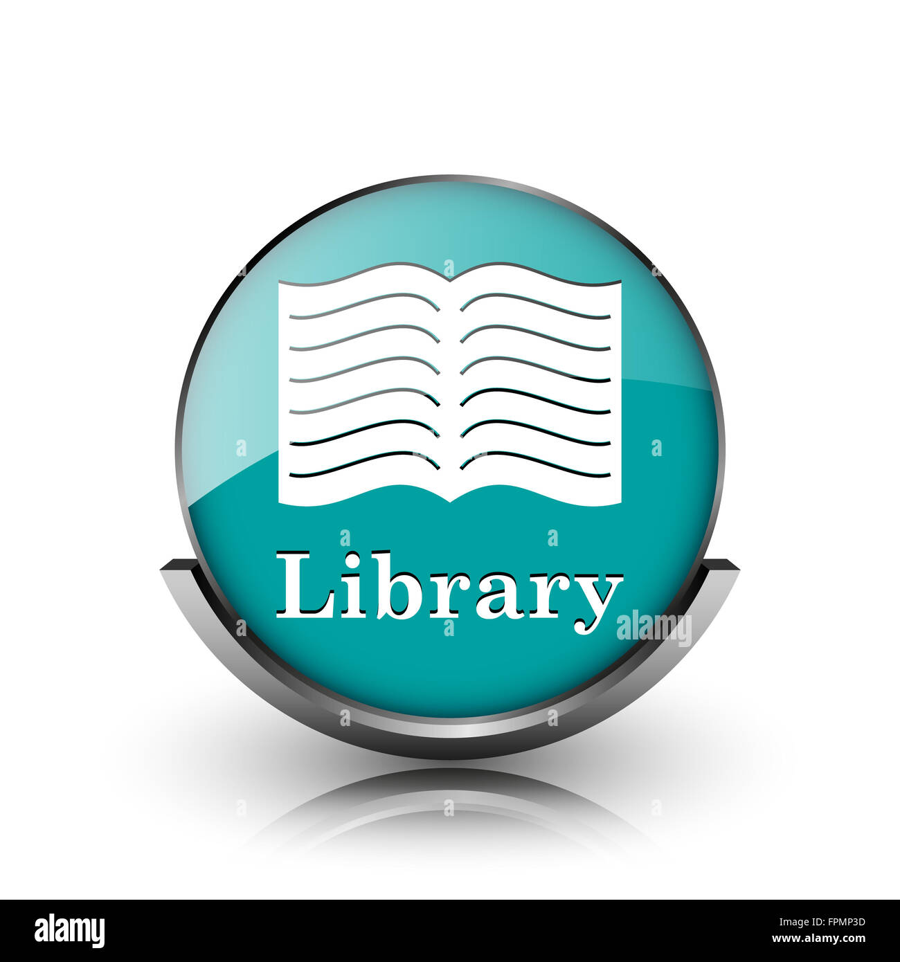 Library icon. Metallic internet button on white background Stock Photo ...