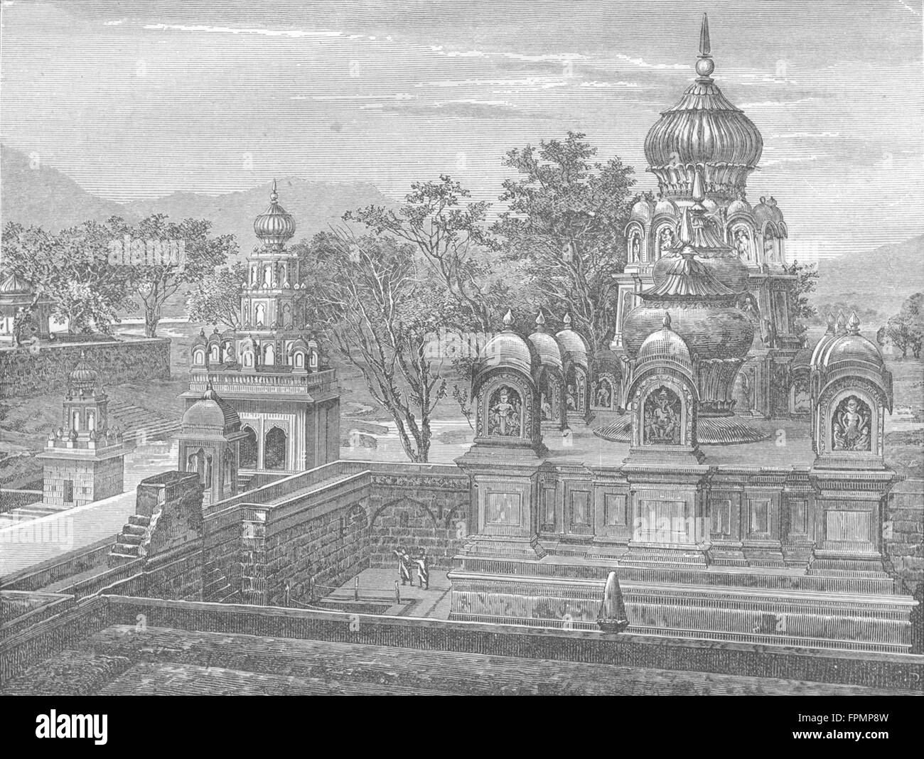 SRI LANKA: Temple in Sri Lanka, antique print 1880 Stock Photo