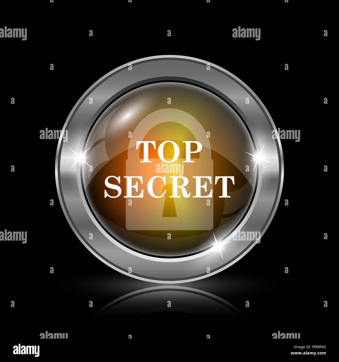 Top secret icon. Metallic internet button on black background Stock ...
