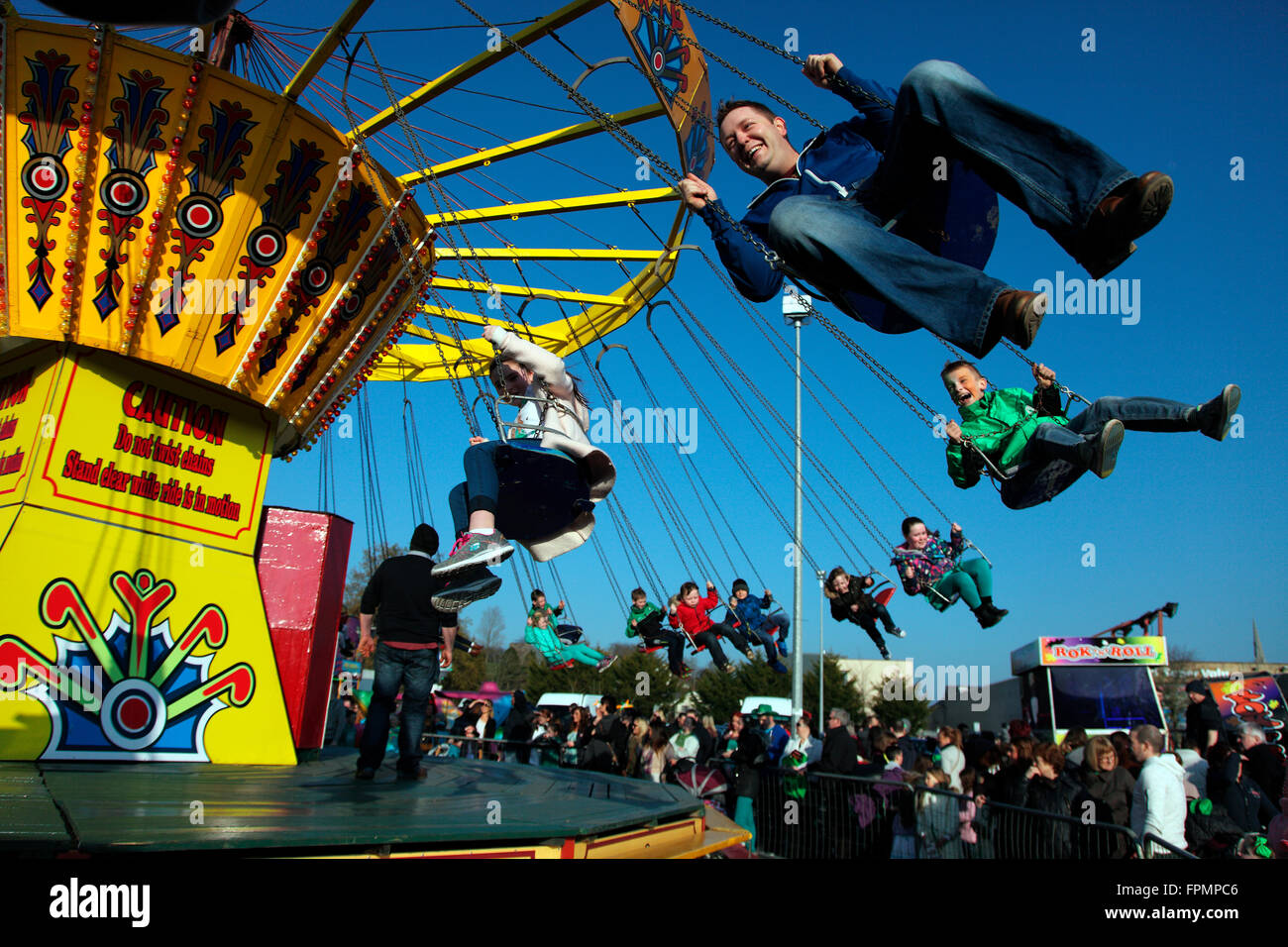 Carrickmacross funfair on St Patricks Day Stock Photo
