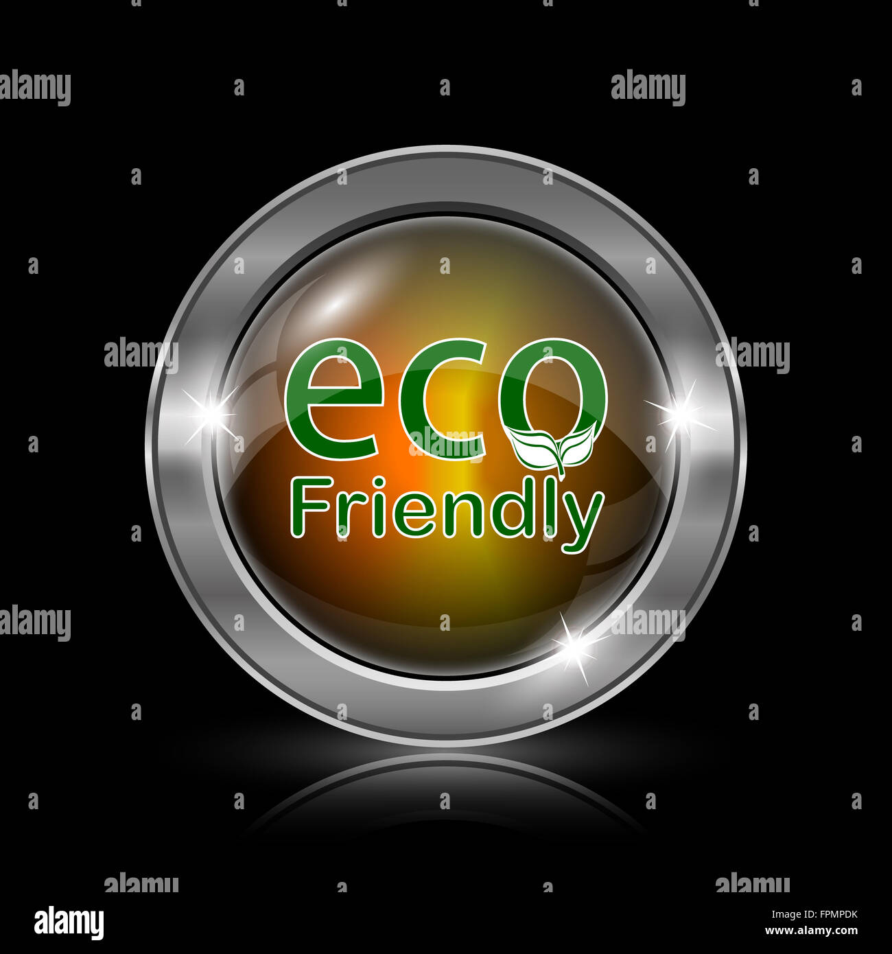 Eco Friendly icon. Metallic internet button on black background Stock ...