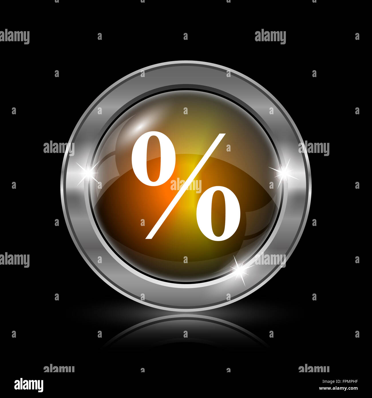 Percent icon. Metallic internet button on black background Stock Photo ...