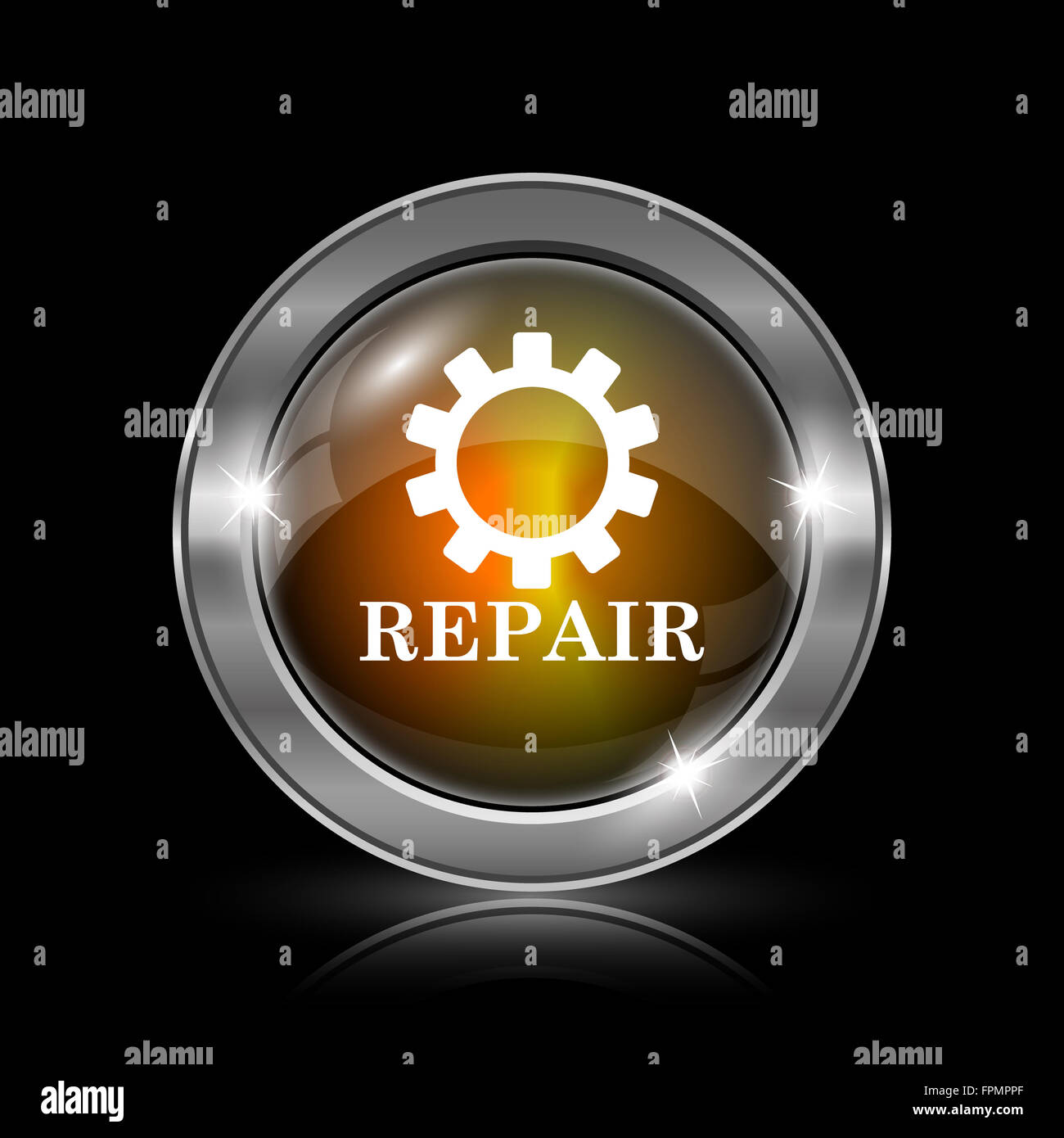 Repair icon. Metallic internet button on black background Stock Photo ...
