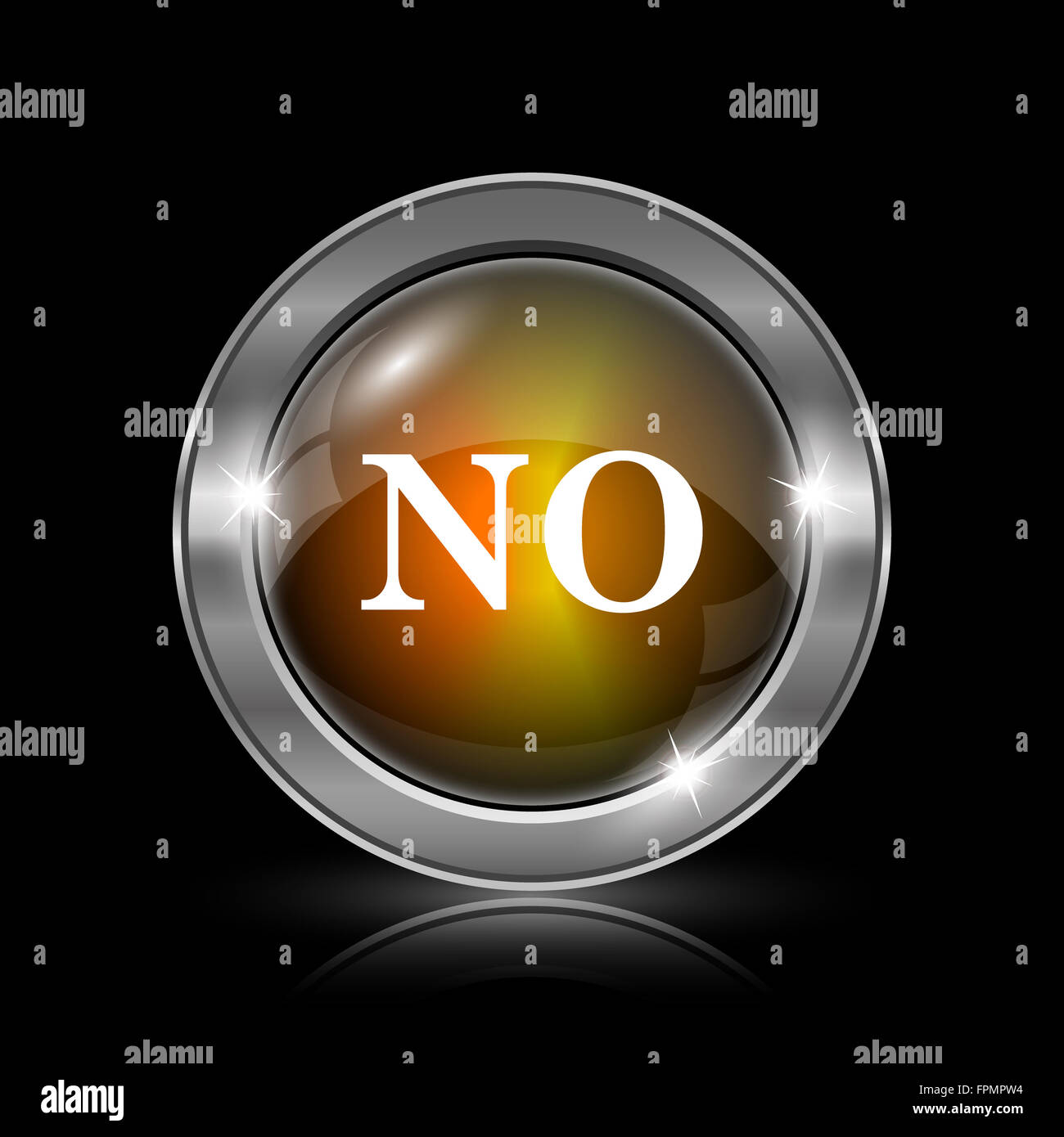 No icon. Metallic internet button on black background Stock Photo - Alamy