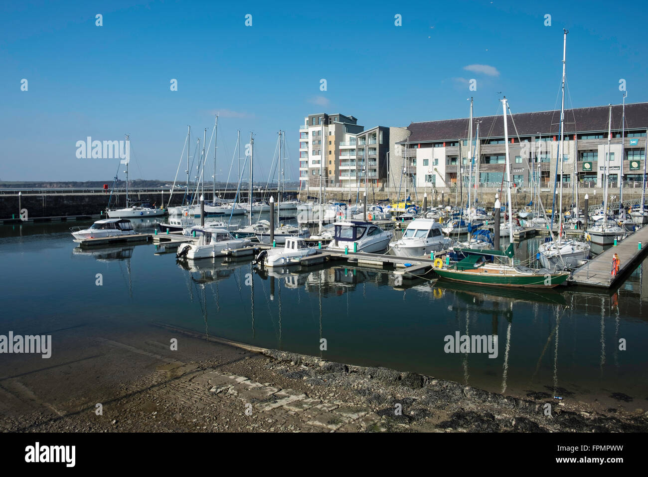 Victoria Dock Caernarfon Gwynedd North Wales Uk. boats, sailing Stock