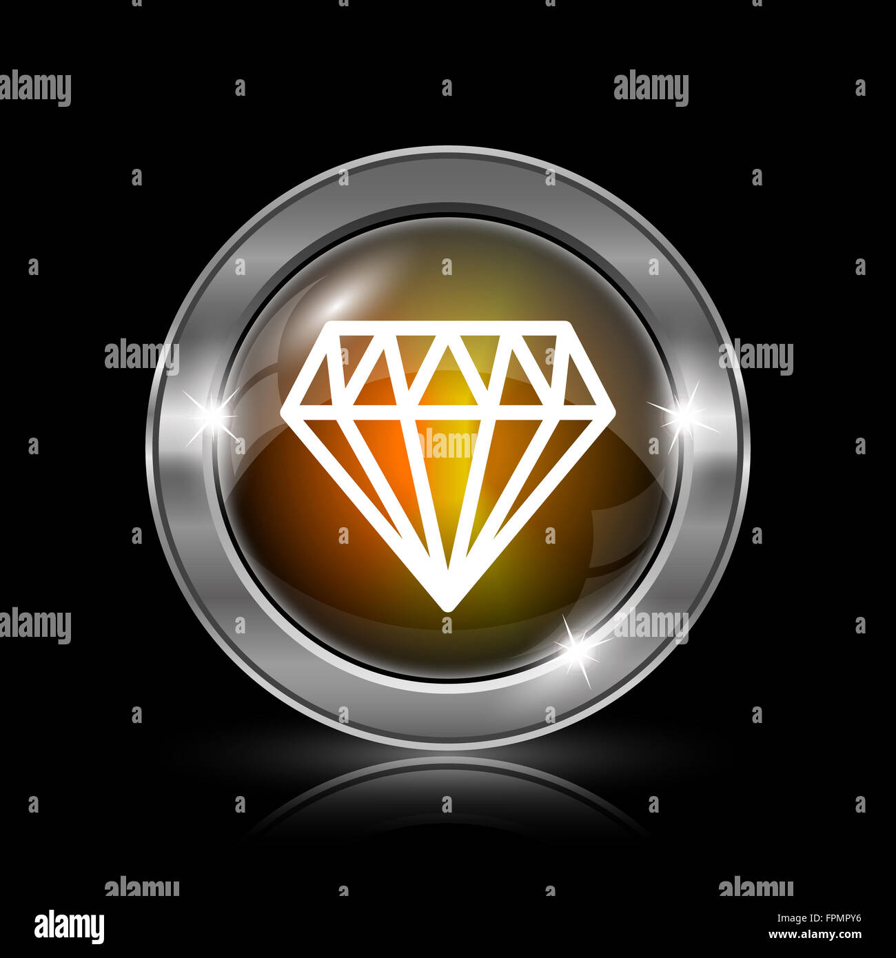 Diamond icon. Metallic internet button on black background Stock Photo ...