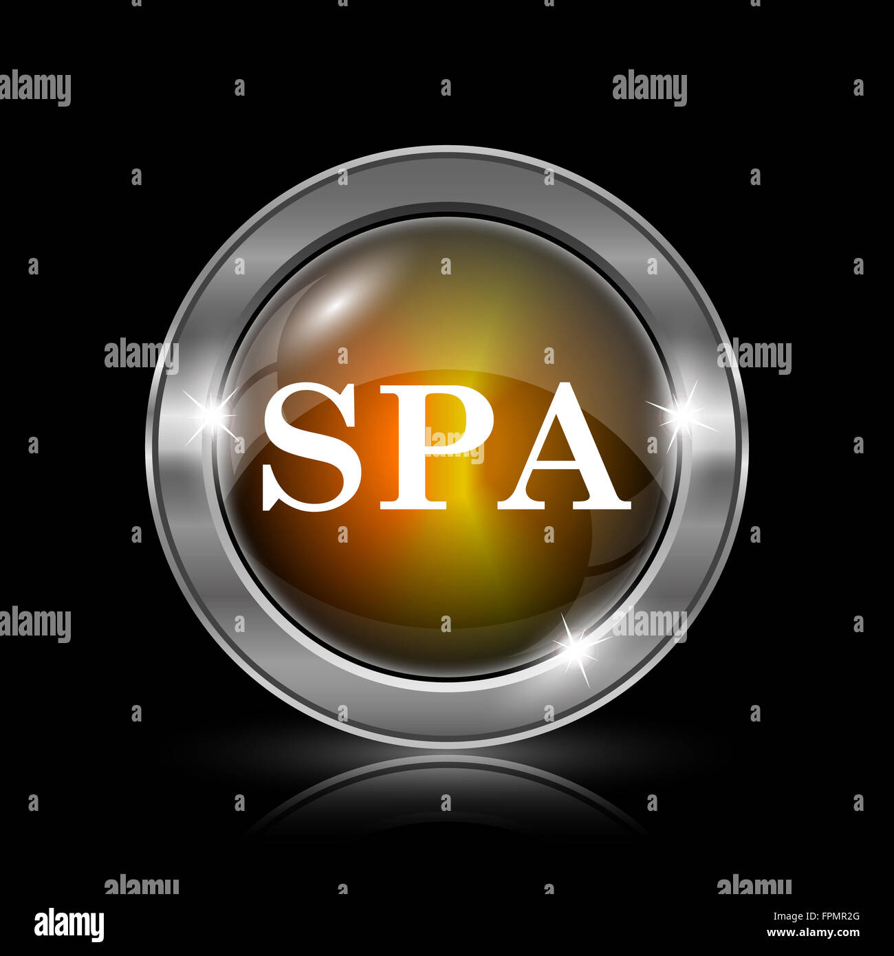 Spa icon. Metallic internet button on black background Stock Photo - Alamy