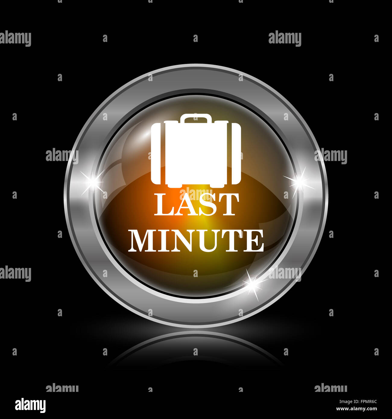 Last minute icon. Metallic internet button on black background Stock ...