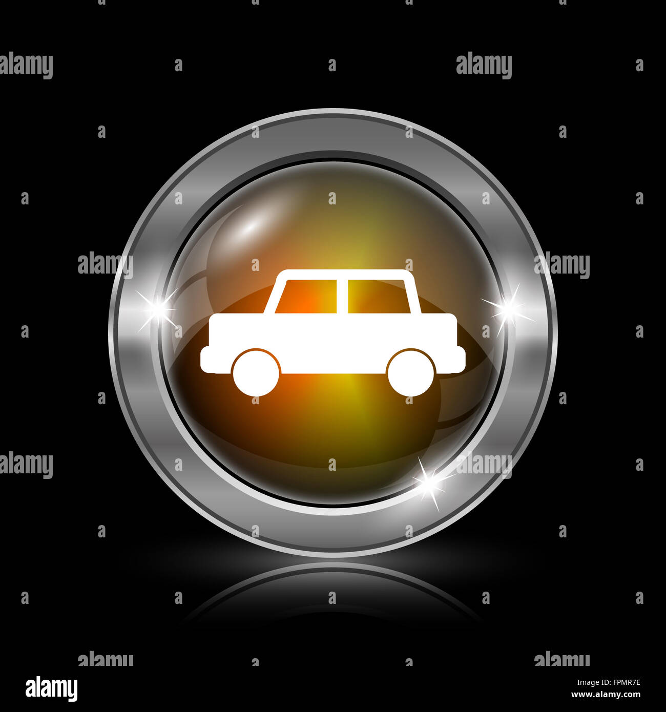 Car icon. Metallic internet button on black background Stock Photo - Alamy