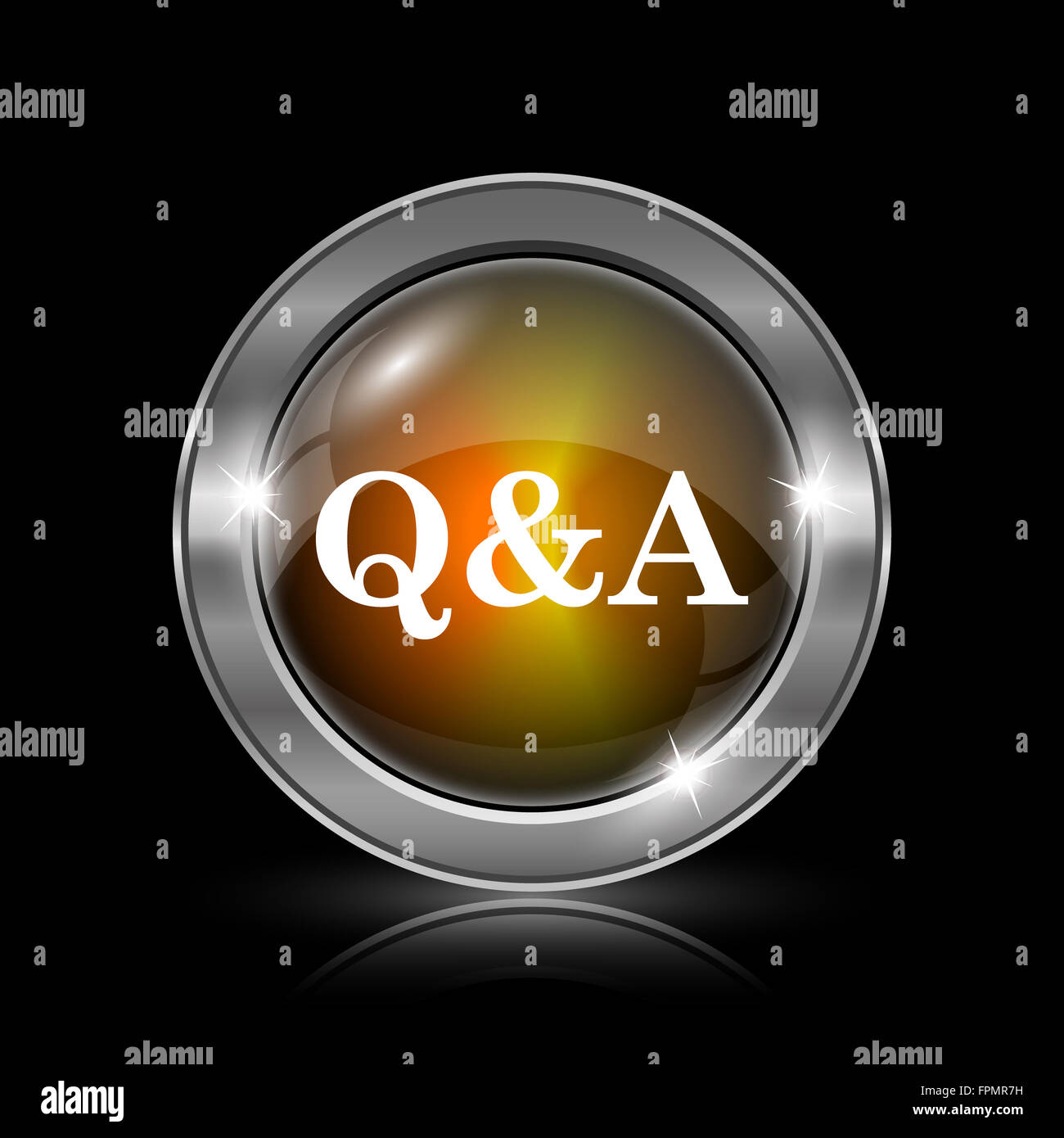 Q&A icon. Metallic internet button on black background Stock Photo - Alamy