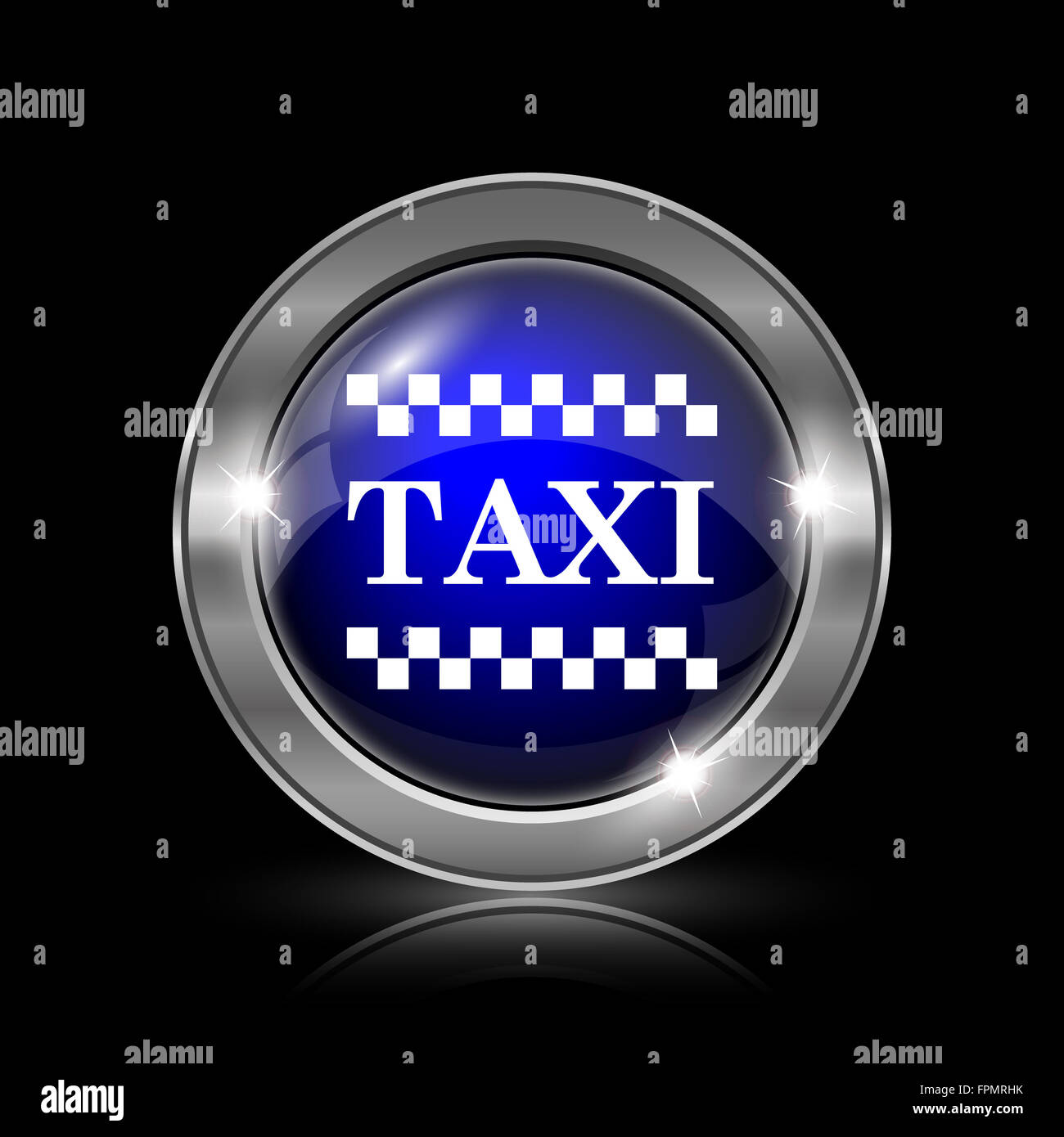 Taxi icon. Metallic internet button on black background. Stock Photo