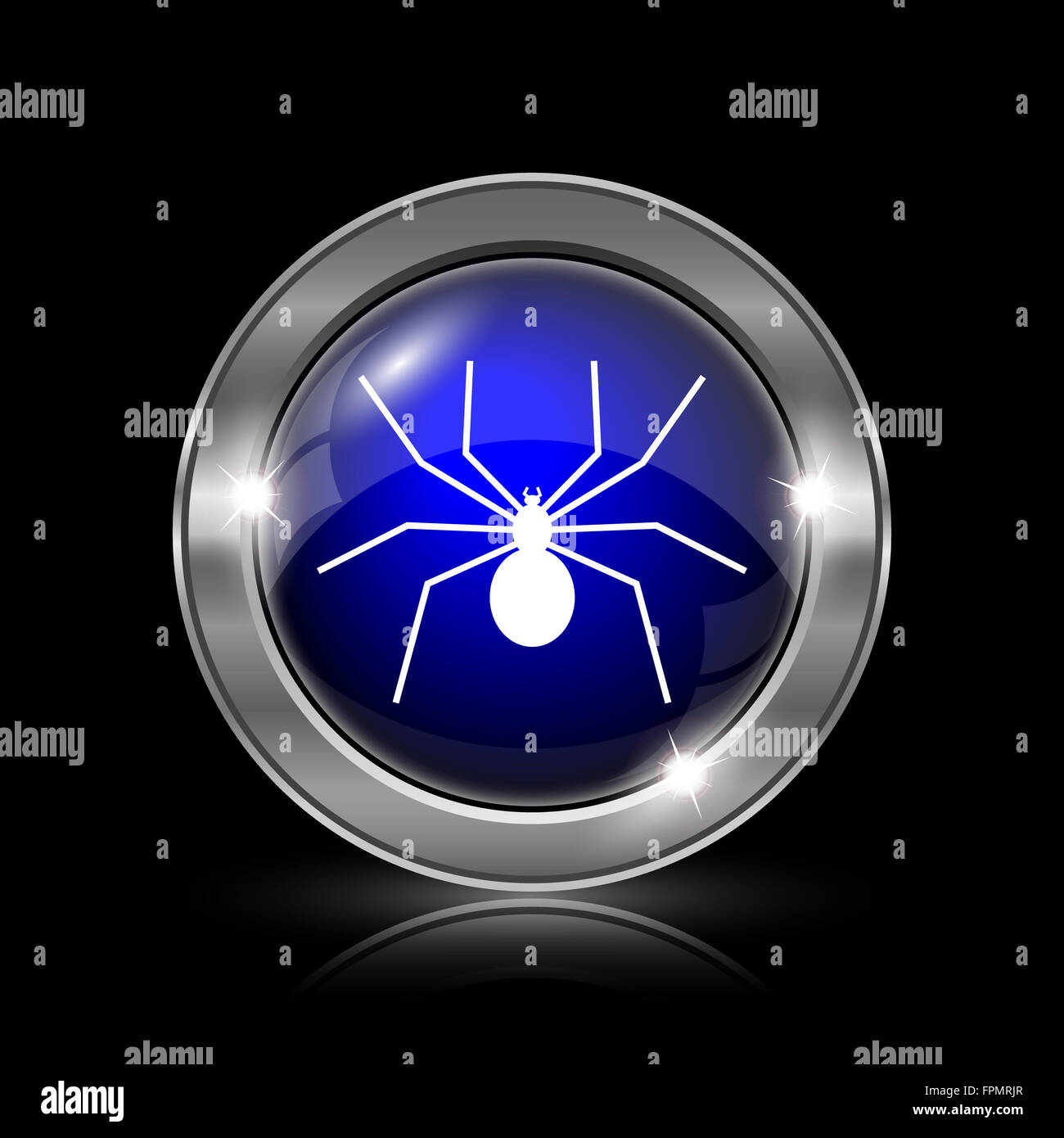 Spider icon. Metallic internet button on black background Stock Photo ...