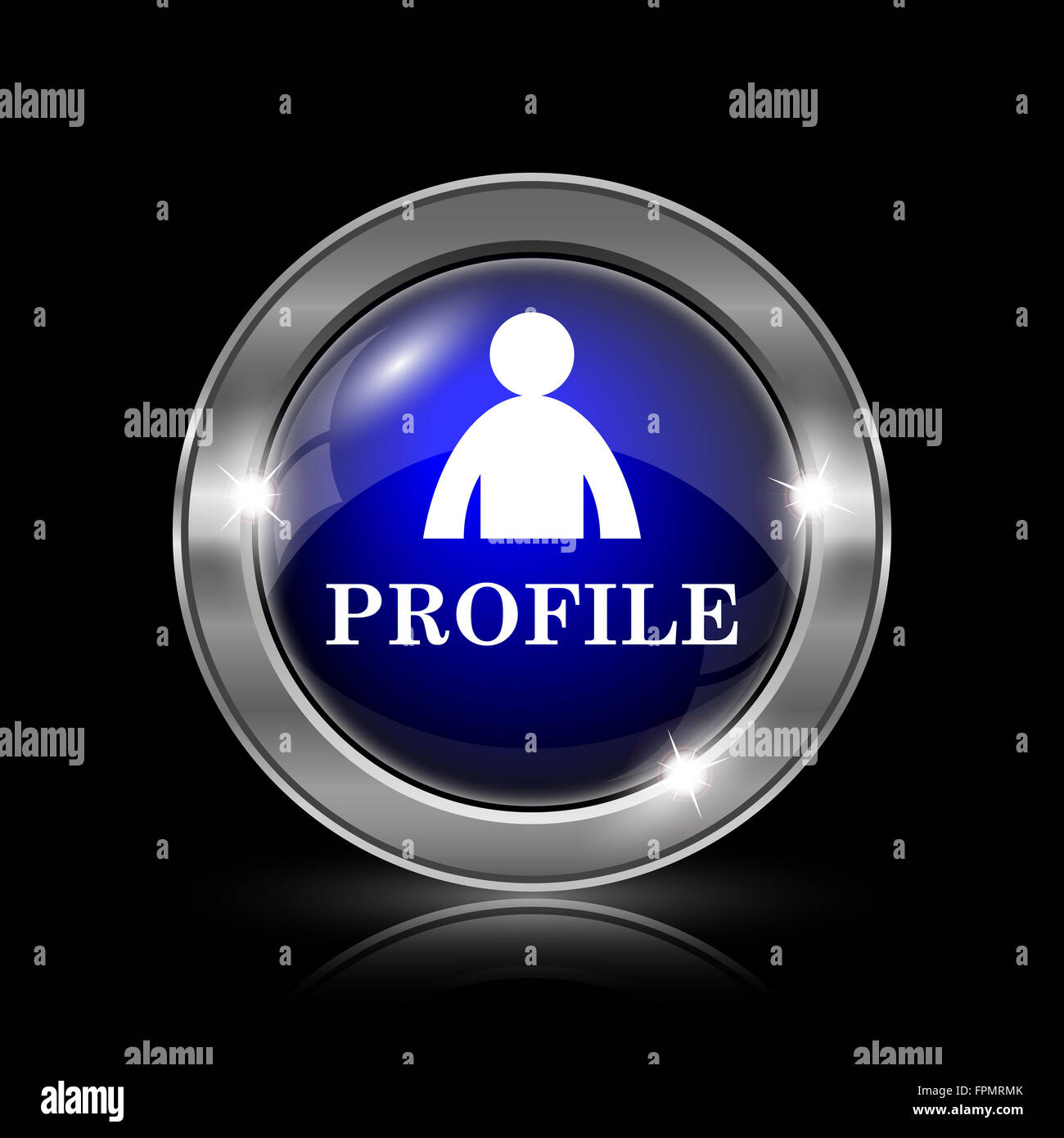 Profile icon. Metallic internet button on black background Stock Photo ...
