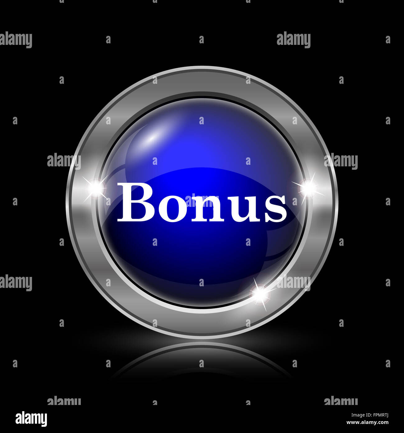 Bonus icon. Metallic internet button on black background Stock Photo ...