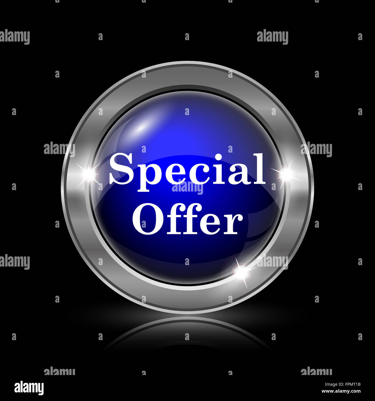 Special offer icon. Metallic internet button on black background Stock ...