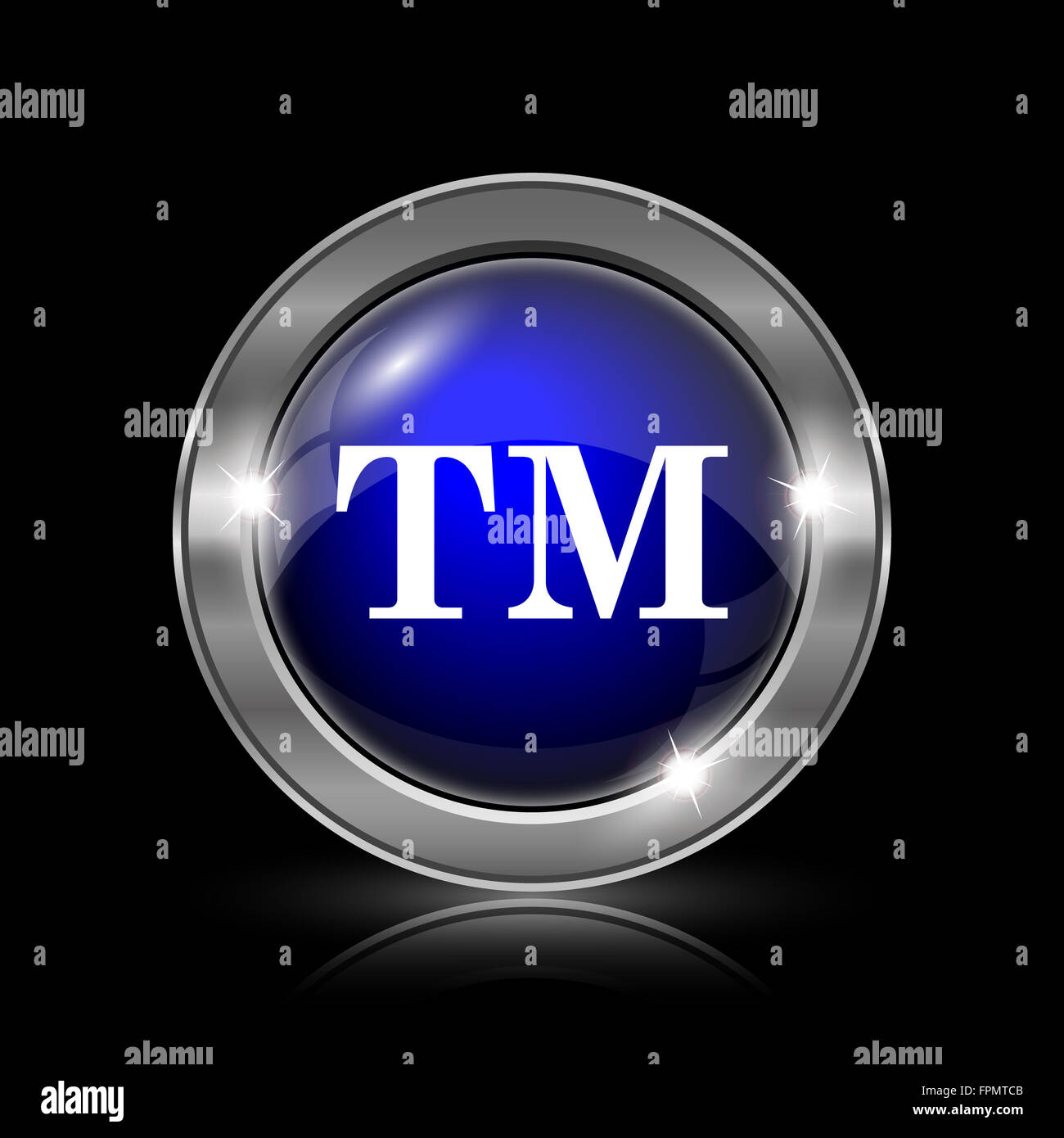 Trade mark icon. Metallic internet button on black background Stock ...
