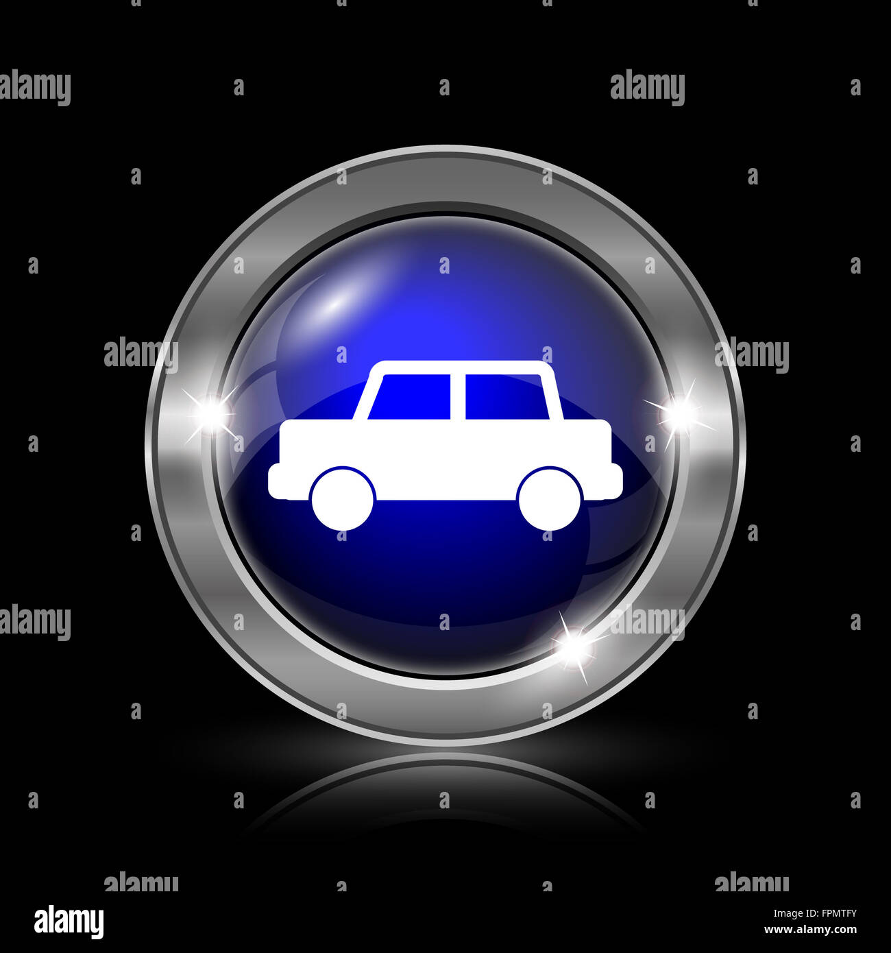 Car icon. Metallic internet button on black background Stock Photo - Alamy
