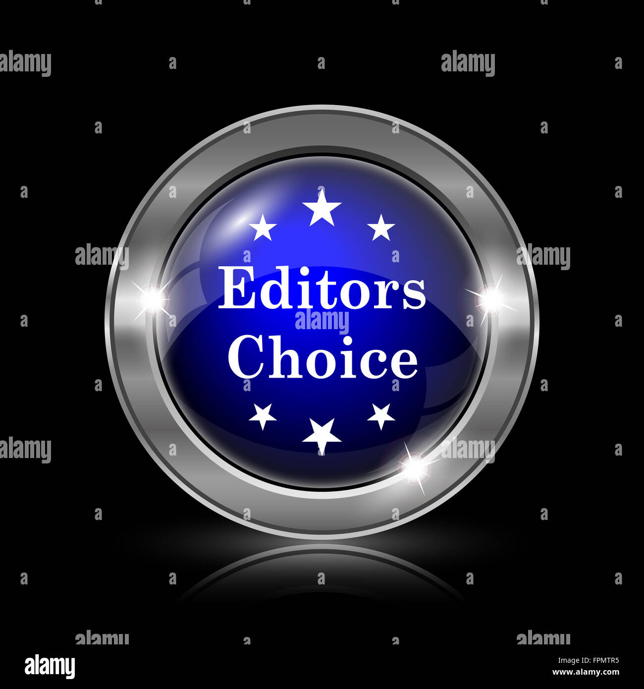 Editors choice icon. Metallic internet button on black background Stock ...