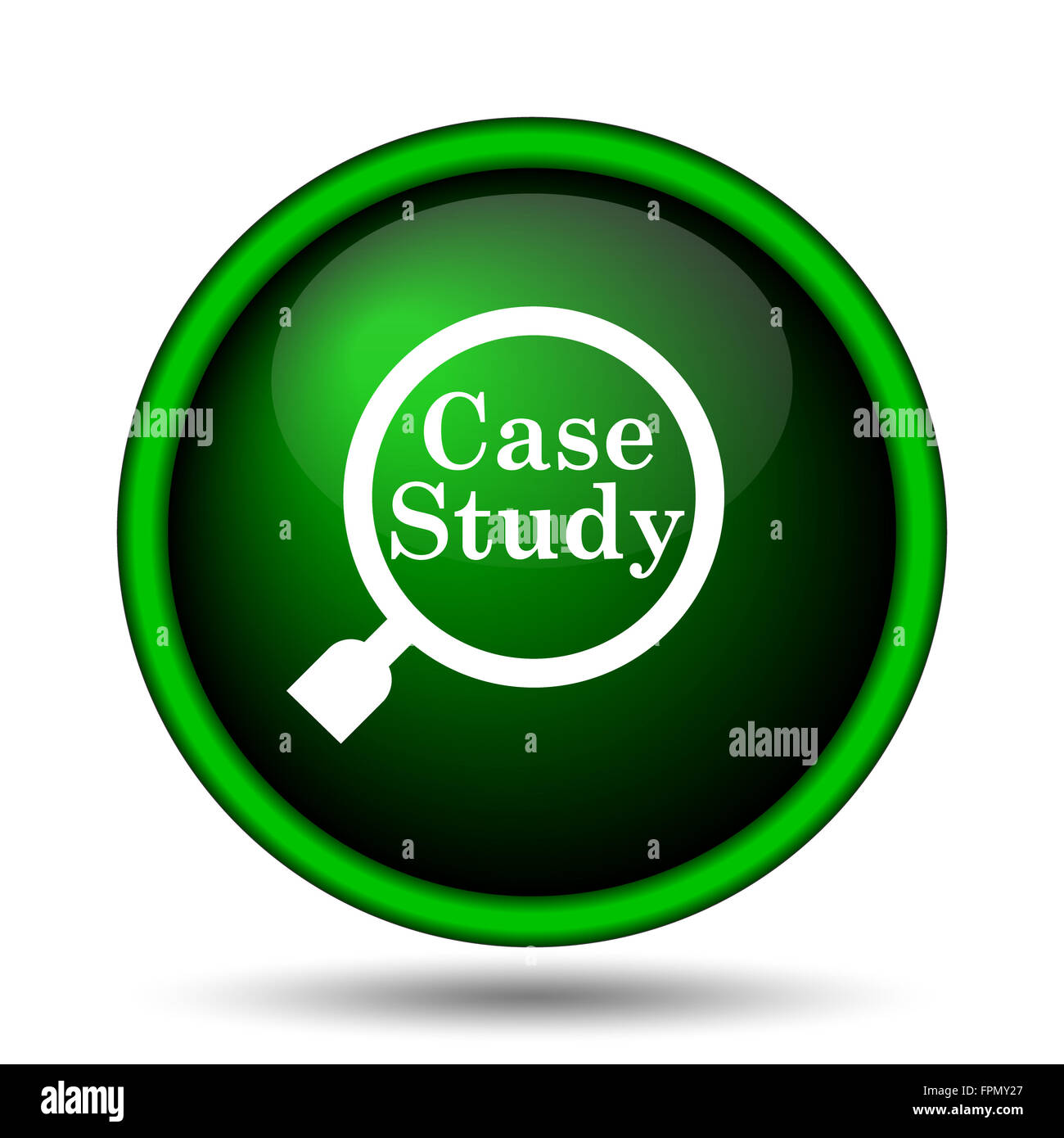 Case study icon. Internet button on white background Stock Photo - Alamy