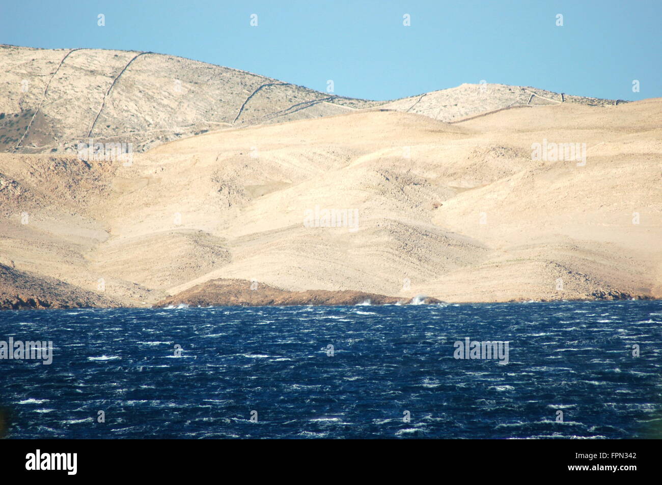 majestic picturesque severe bare stone island of Pag in Croatia Stock Photo  - Alamy