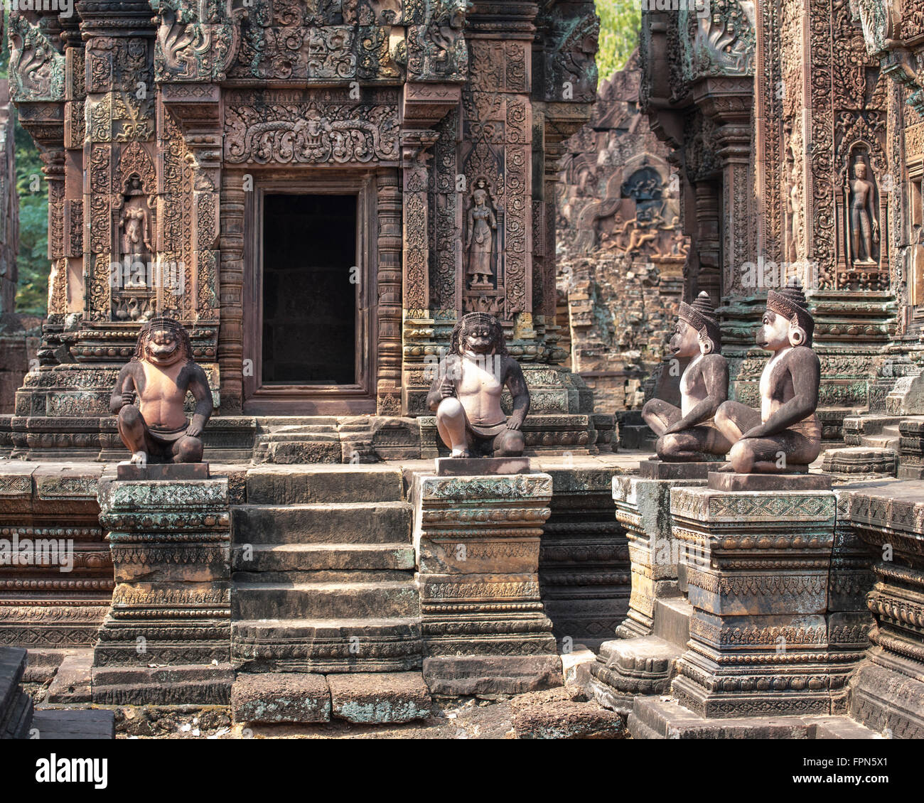 Guardians of he Citadel of the Women, Banteay Srei, Cambodia, AD 987 Stock Photo