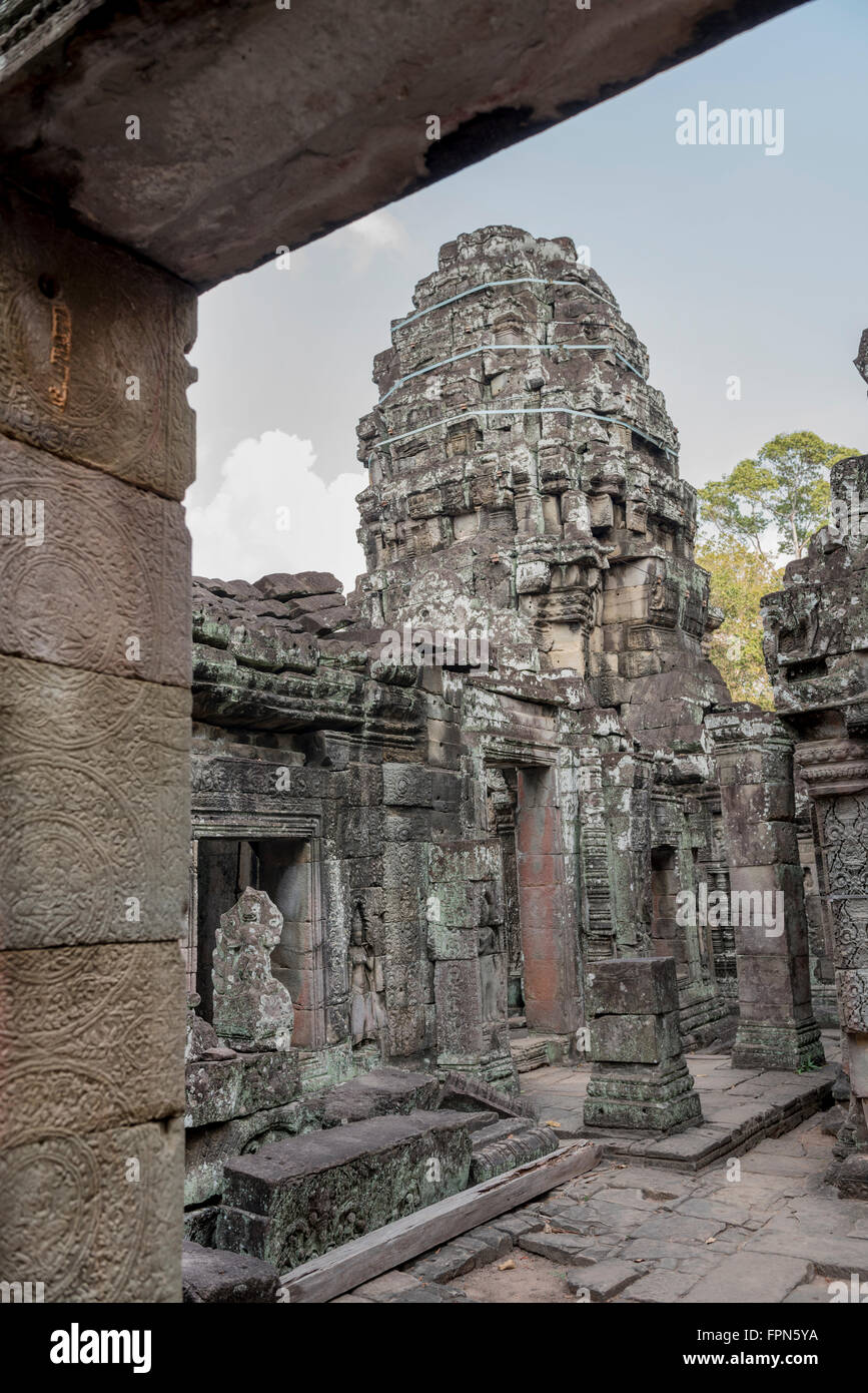 Interior view of  the 12th Century Banteay Kdei Temple, Cambodia built by King Jayavarman VII Stock Photo