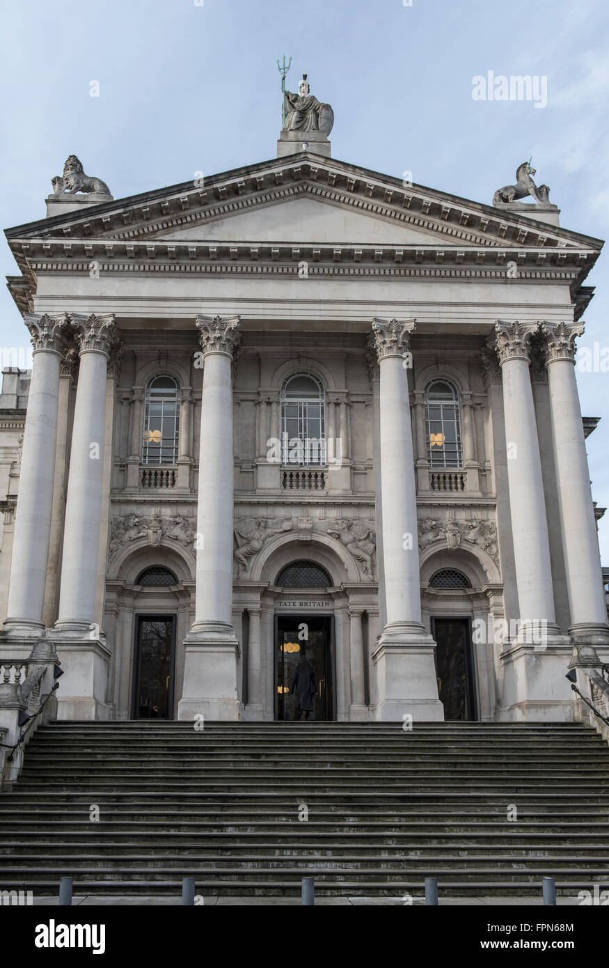 Facade of the Tate Britain art gallery in Westminster, London. Stock Photo