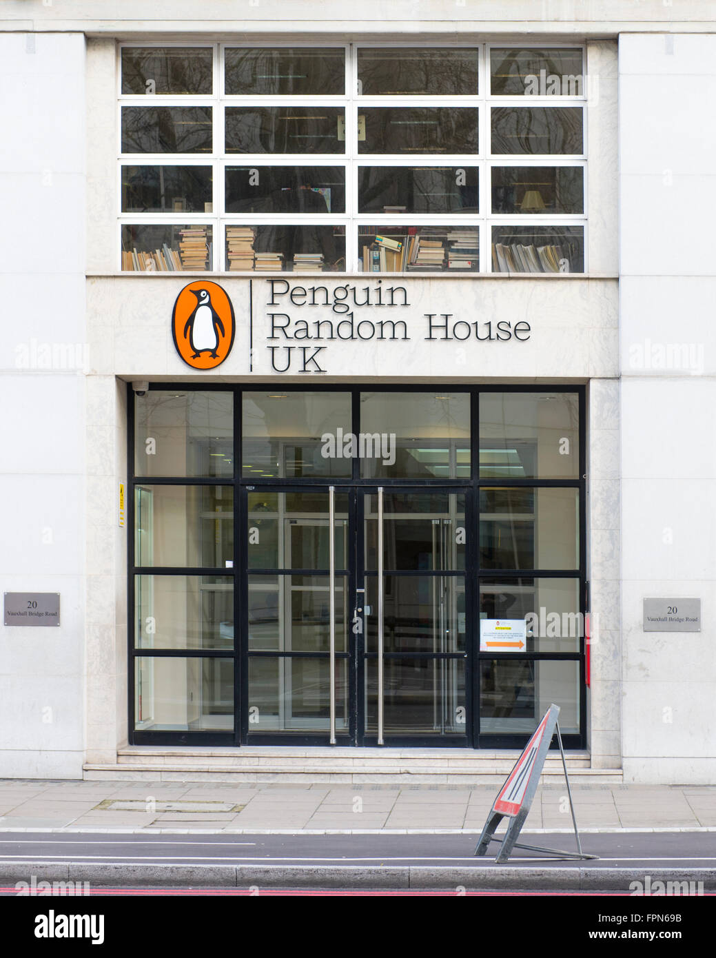 London, England - January 13 2016:  The registered office of Penguin Books Random House in Westminster, London.  Penguin printed Stock Photo