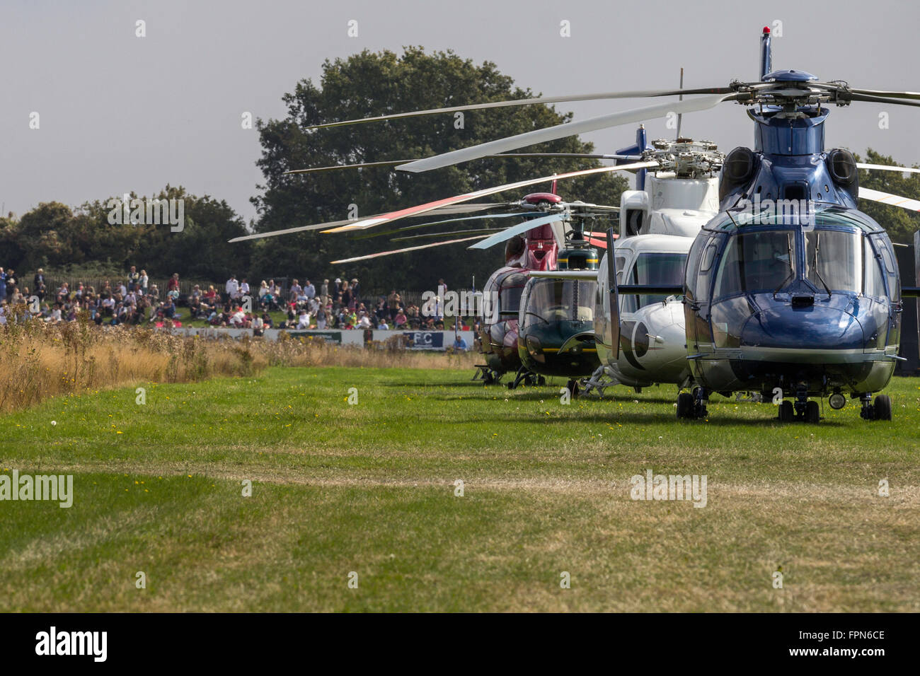 Helicopters in a row at Goodwood Revival Stock Photo