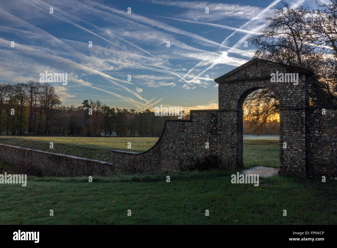 Sunrise at the Kennels, Goodwood Stock Photo