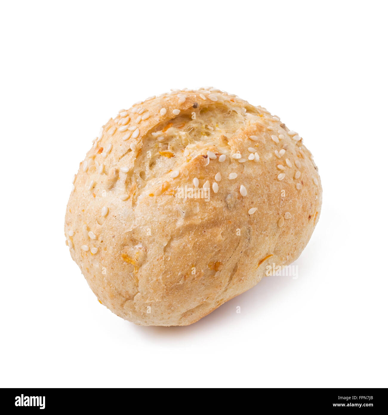 Small dietary grain bun with bran isolated on a white background Stock Photo