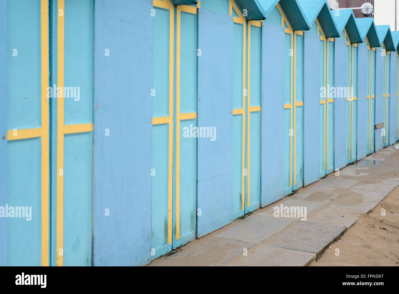 Closed beach dressing rooms during wintertime Stock Photo Alamy