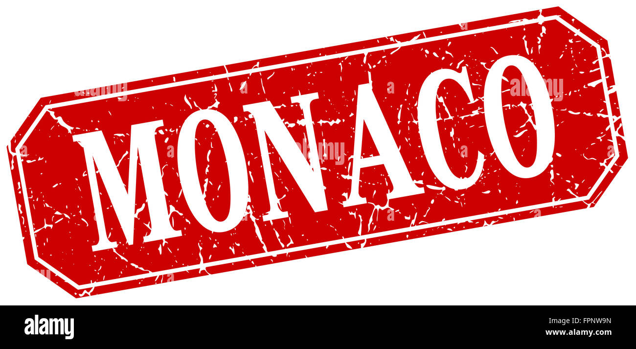 Monaco red square grunge retro style sign Stock Photo - Alamy