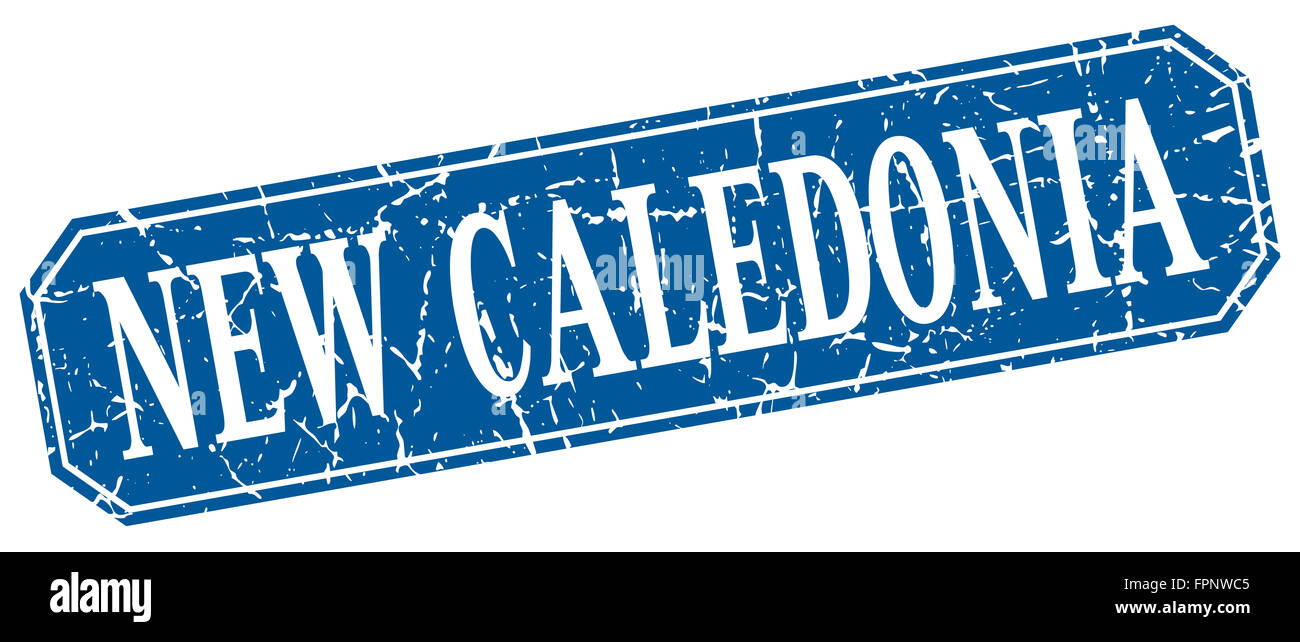 New Caledonia blue square grunge retro style sign Stock Photo - Alamy