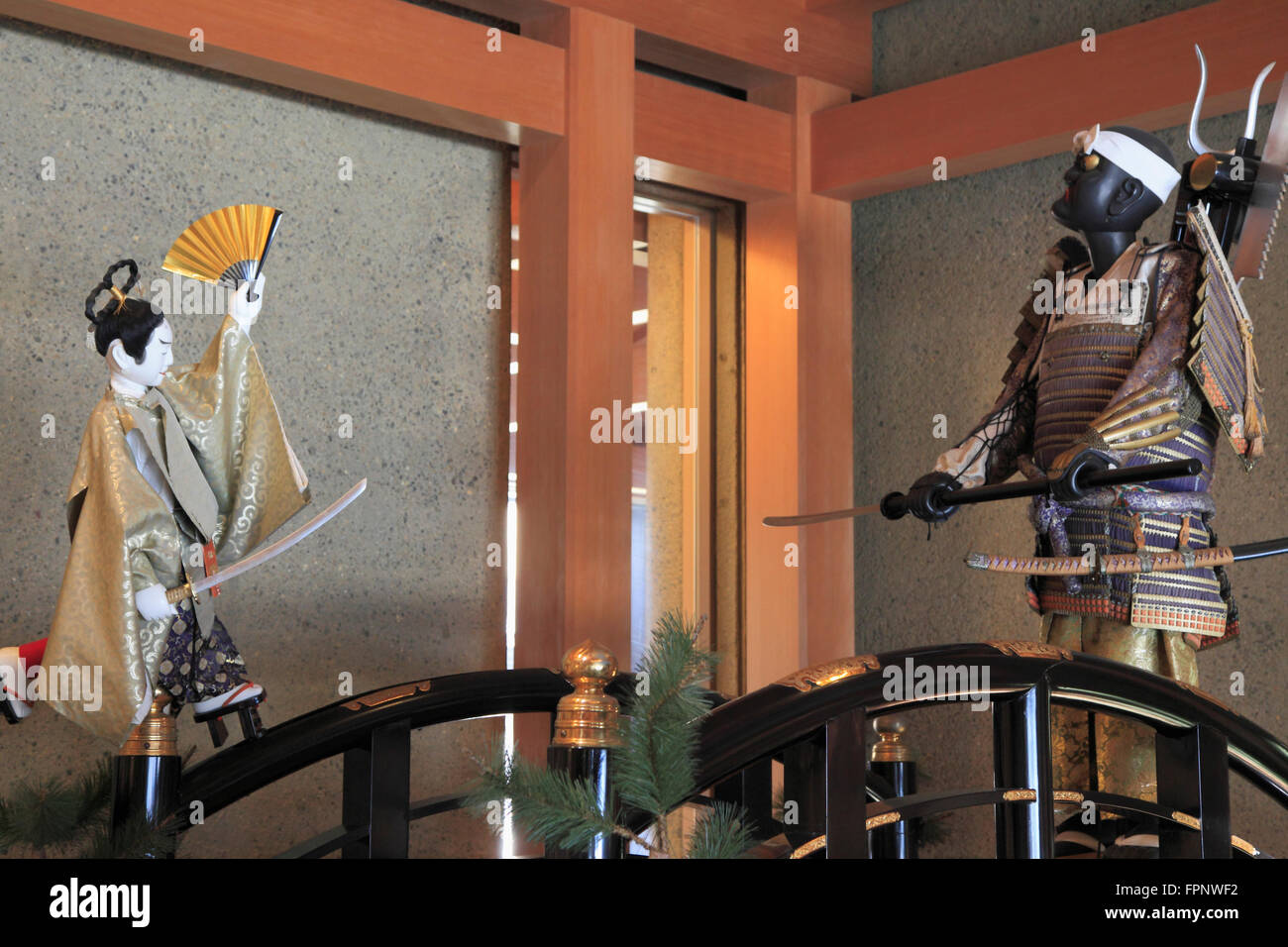 Japan, Nagoya, Noh Theater, interior, statues, figures Stock Photo Alamy