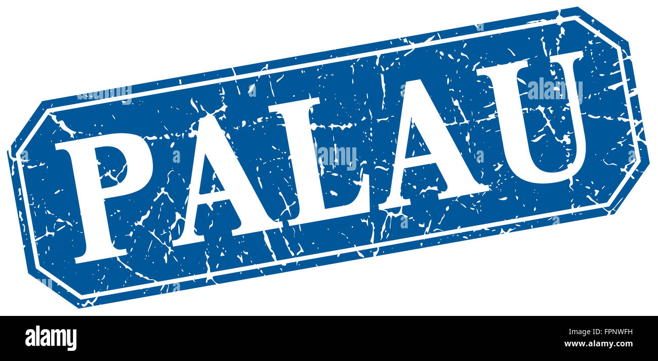 Palau blue square grunge retro style sign Stock Photo - Alamy