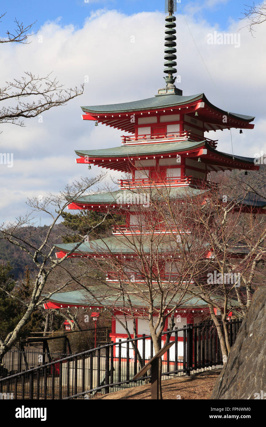 Japan, Fuji Five Lakes, Shimo-Yoshida, Chureito Pagoda, Stock Photo