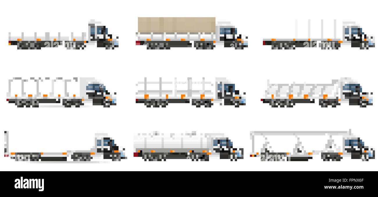 set icons trucks semi trailer vector illustration isolated on white ...