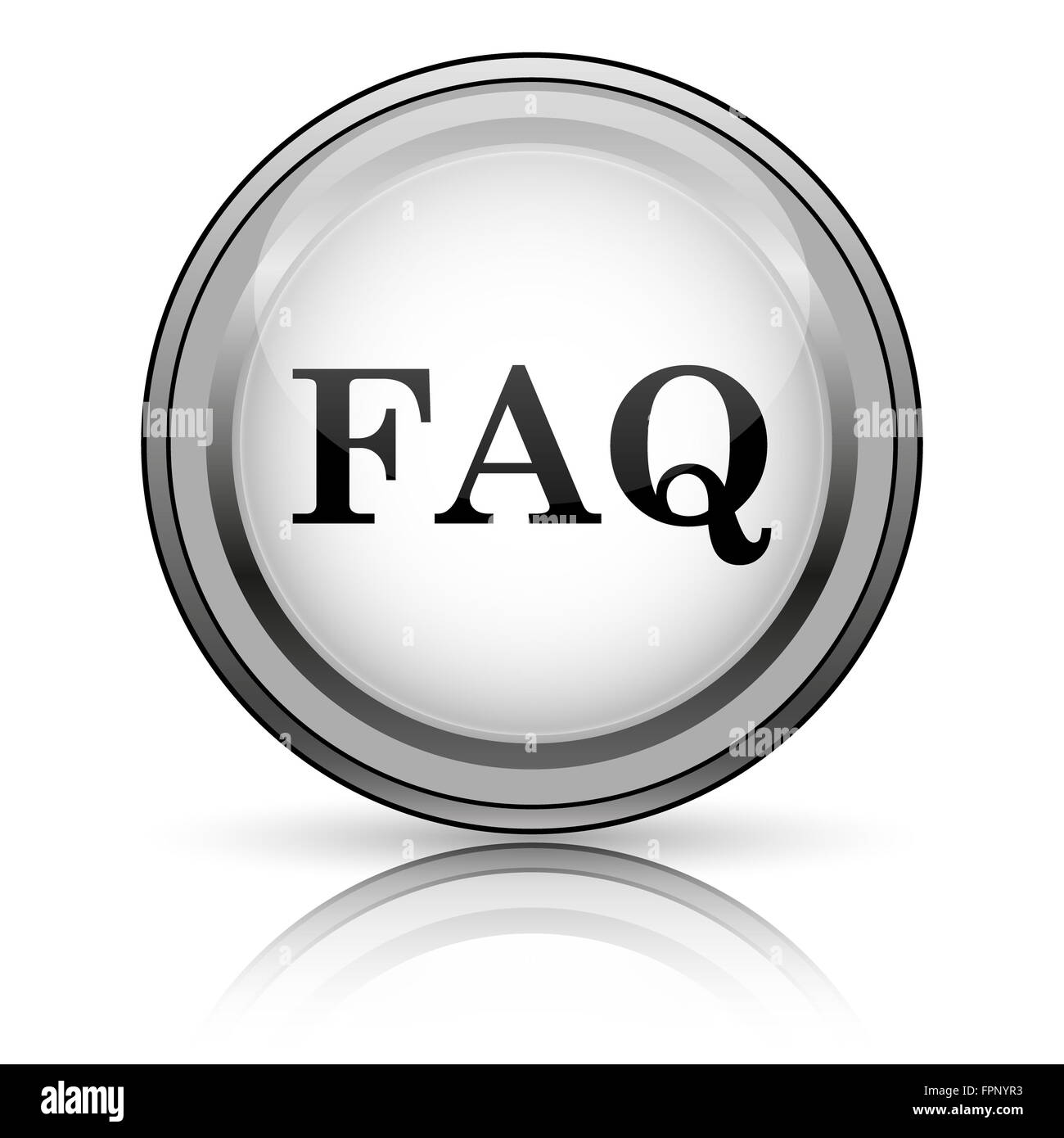 FAQ icon. Internet button on white background Stock Photo - Alamy