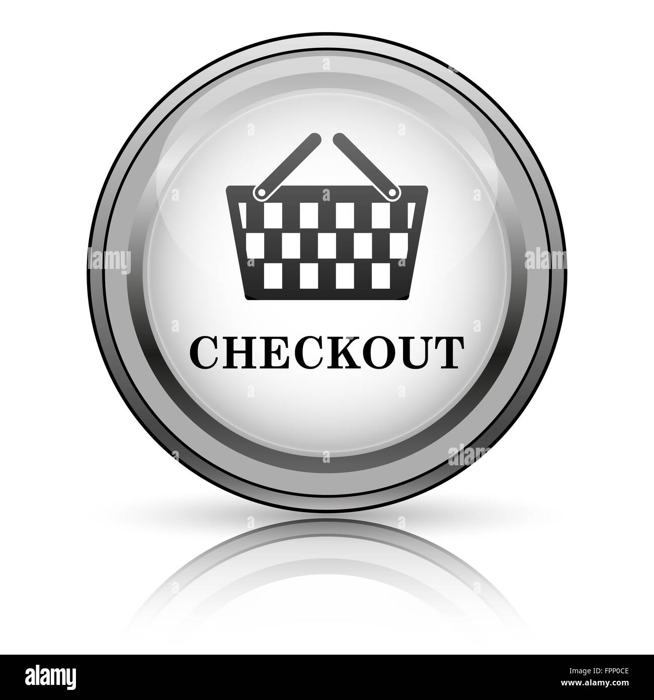 Checkout icon. Internet button on white background Stock Photo - Alamy