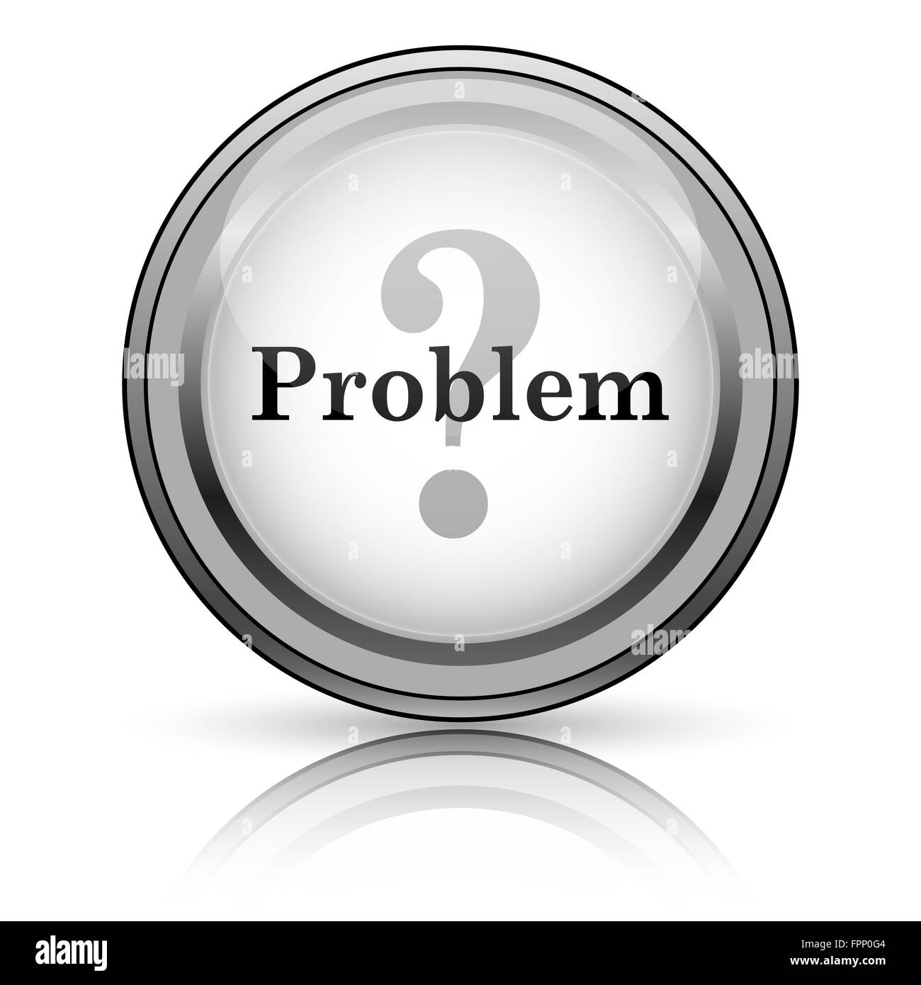 Problem icon. Internet button on white background Stock Photo - Alamy