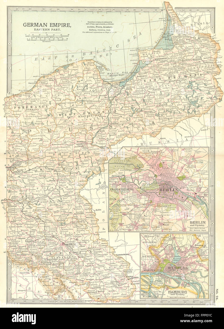 PRUSSIA POLAND POSEN SILESIA: Berlin Hamburg.Shows battlefields/dates, 1903 map Stock Photo