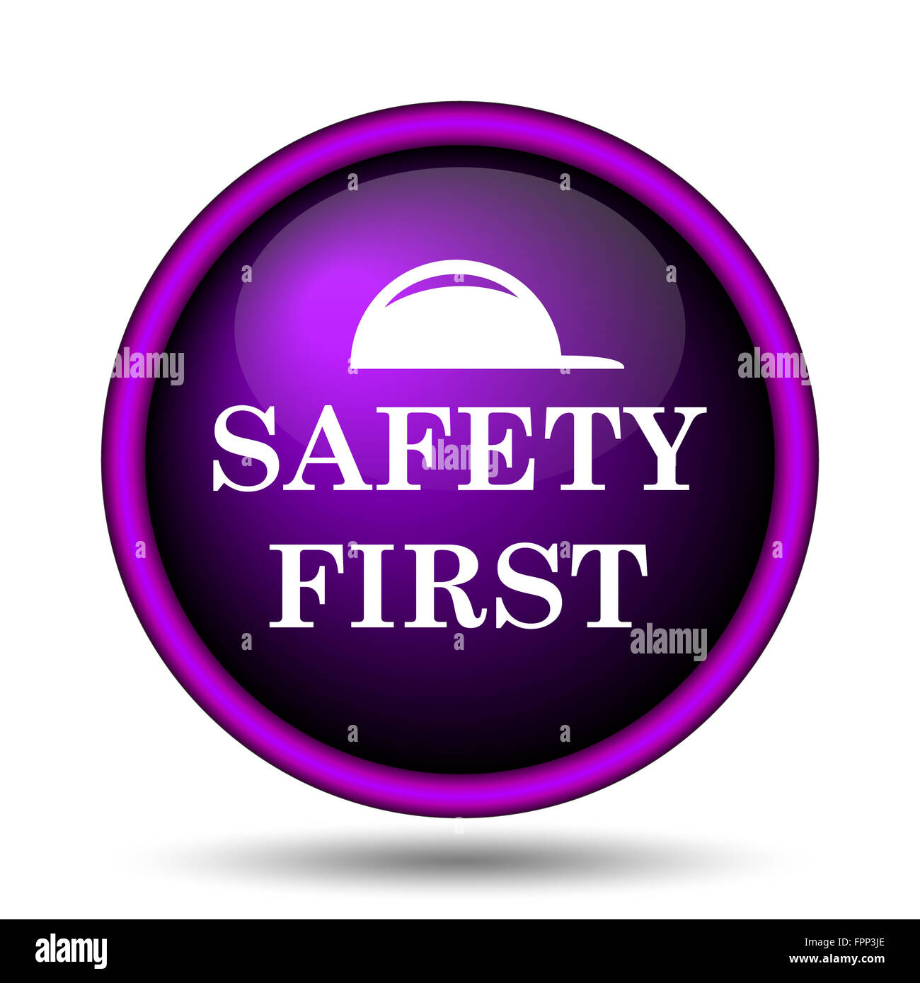 Safety first icon. Internet button on white background Stock Photo - Alamy