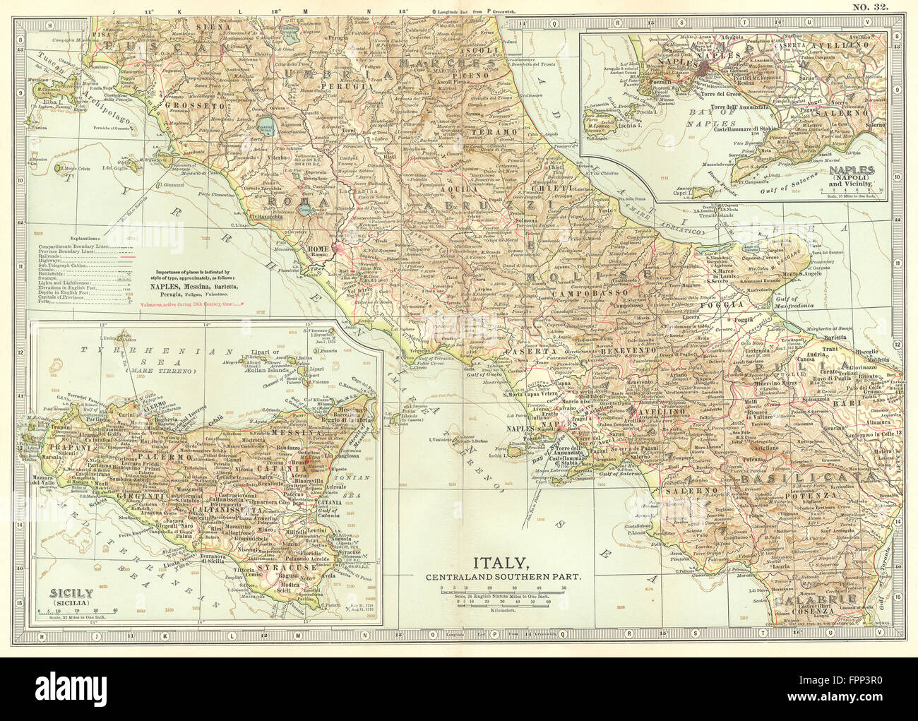ITALY:Showing 1000 Expedition/Guelphs Ghibellines &c battlefields, 1903 map Stock Photo