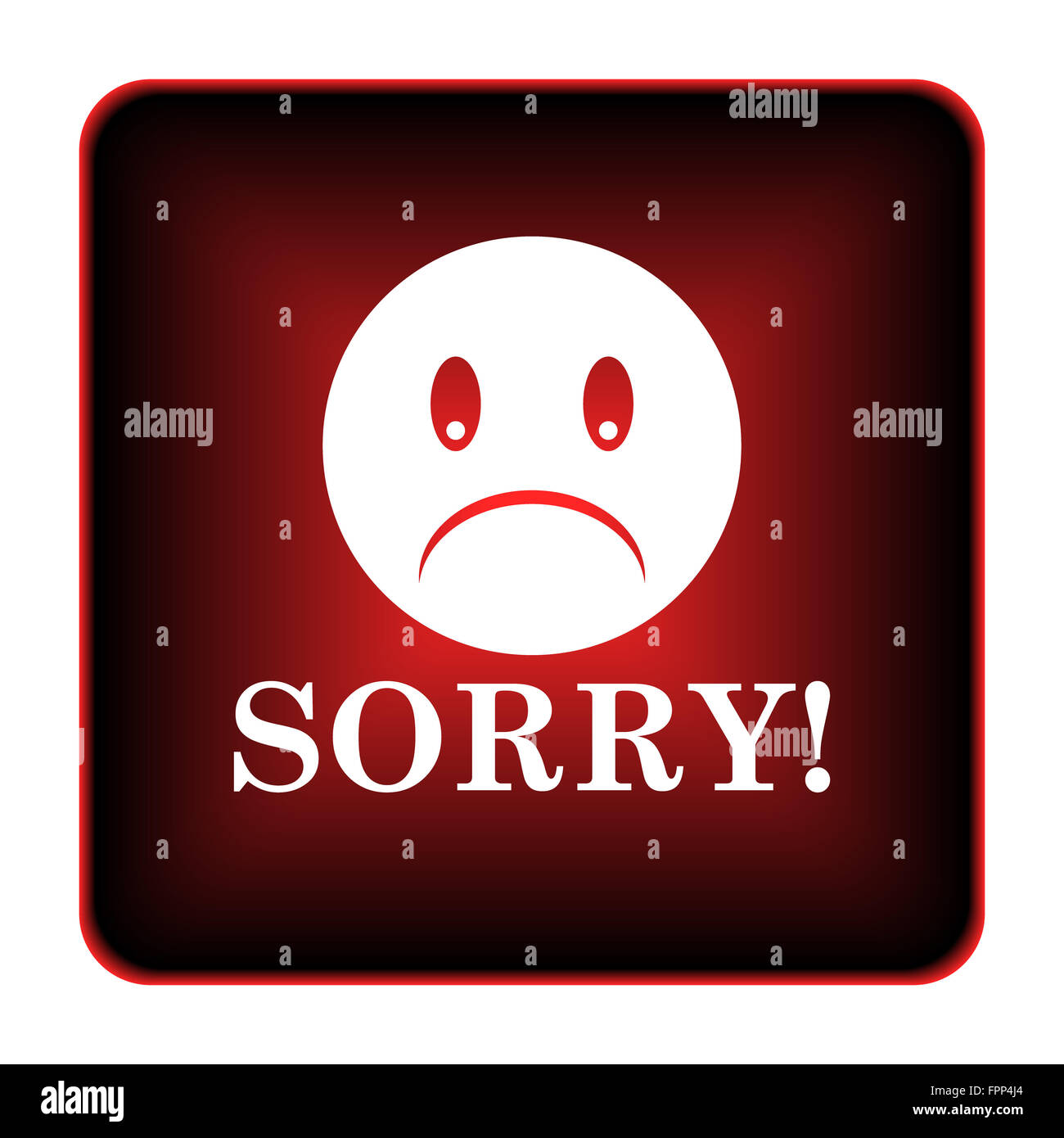 Sorry icon. Internet button on white background Stock Photo - Alamy