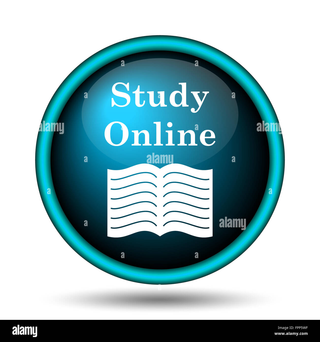 Study online icon. Internet button on white background Stock Photo - Alamy
